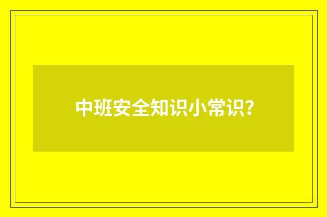 中班安全知识小常识?