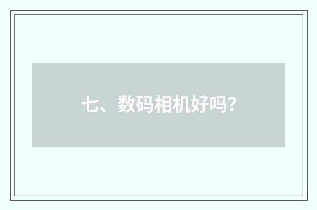 七、数码相机好吗？