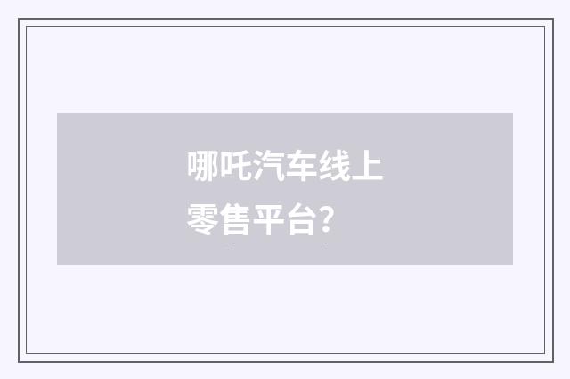 哪吒汽车线上零售平台？