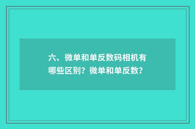 六、微单和单反数码相机有哪些区别?微单和单反数?
