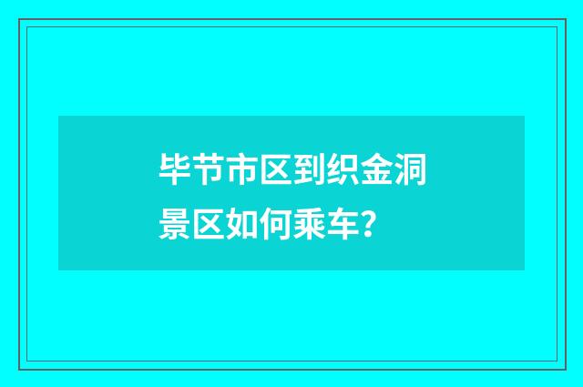 毕节市区到织金洞景区如何乘车？