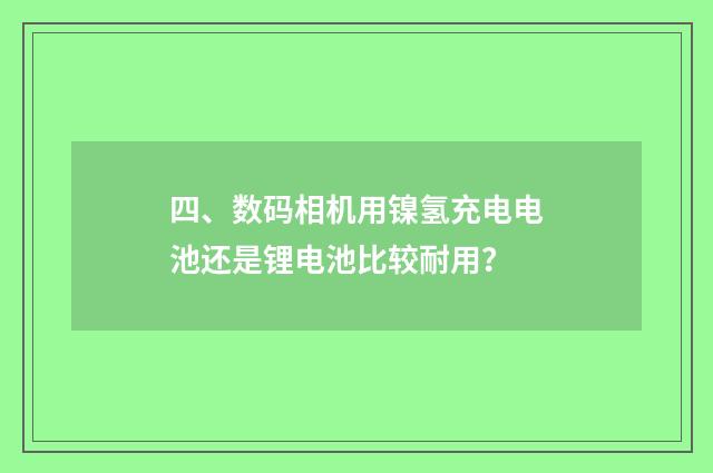 四、数码相机用镍氢充电电池还是锂电池比较耐用？