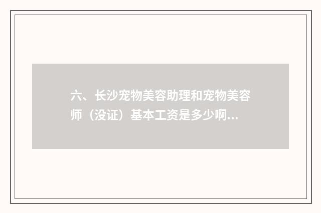 六、长沙宠物美容助理和宠物美容师(没证)基本工资是多少啊?