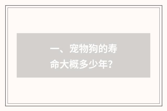 一、宠物狗的寿命大概多少年?