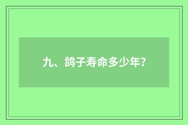 九、鸽子寿命多少年？