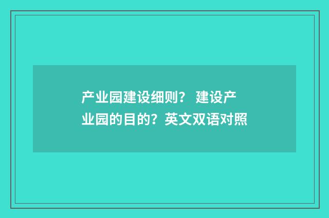 产业园建设细则? 建设产业园的目的?英文双语对照