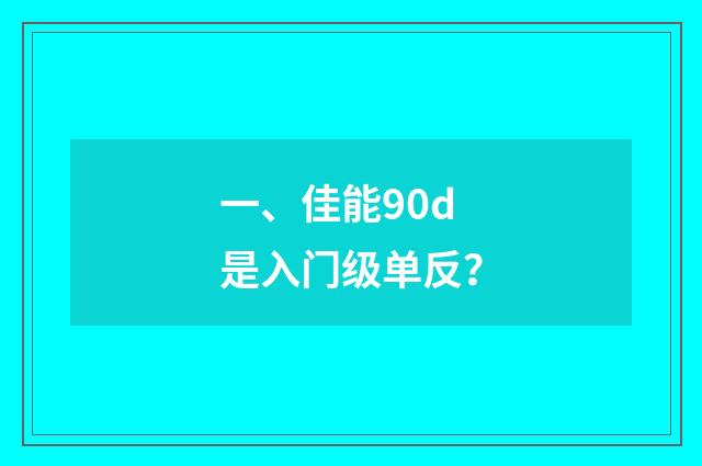 一、佳能90d是入门级单反？