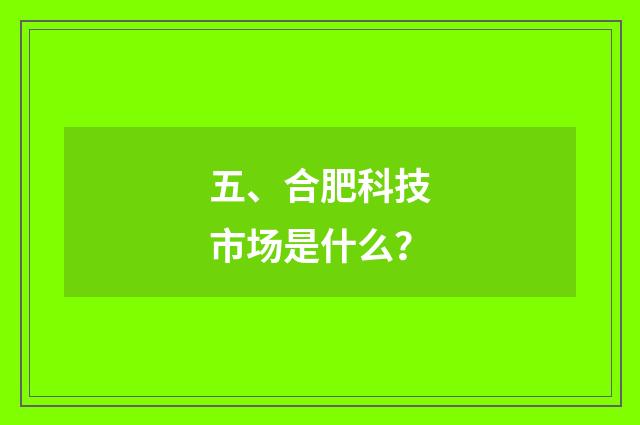 五、合肥科技市场是什么?