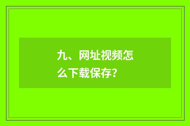 九、网址视频怎么下载保存？