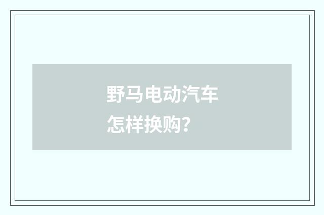 野马电动汽车怎样换购？