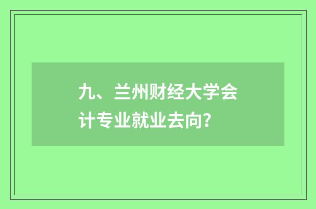 九、兰州财经大学会计专业就业去向?