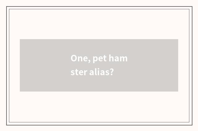One, pet hamster alias?