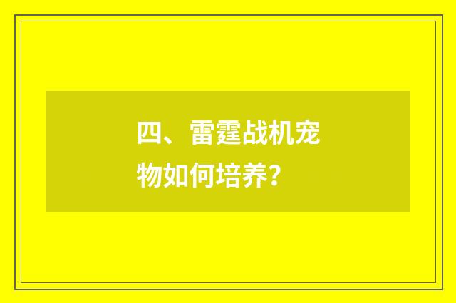 四、雷霆战机宠物如何培养?