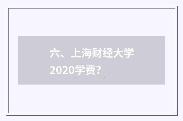 六、上海财经大学2020学费?