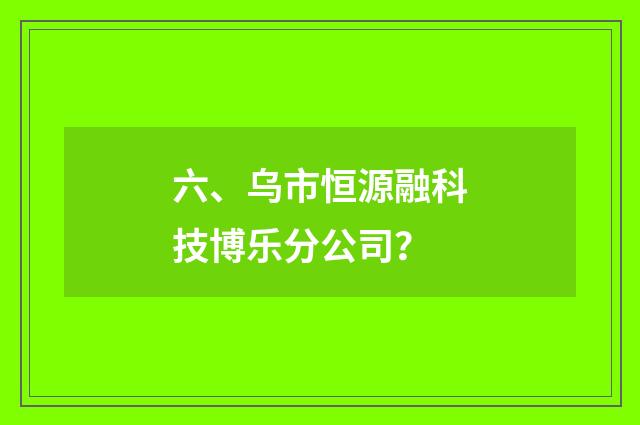 六、乌市恒源融科技博乐分公司？