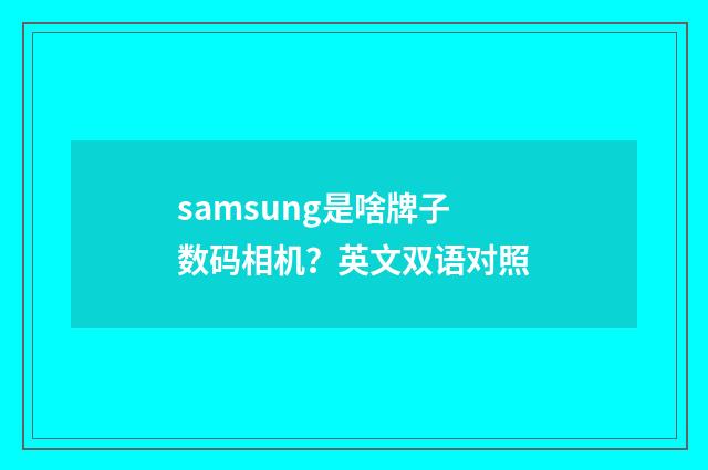 samsung是啥牌子数码相机?英文双语对照