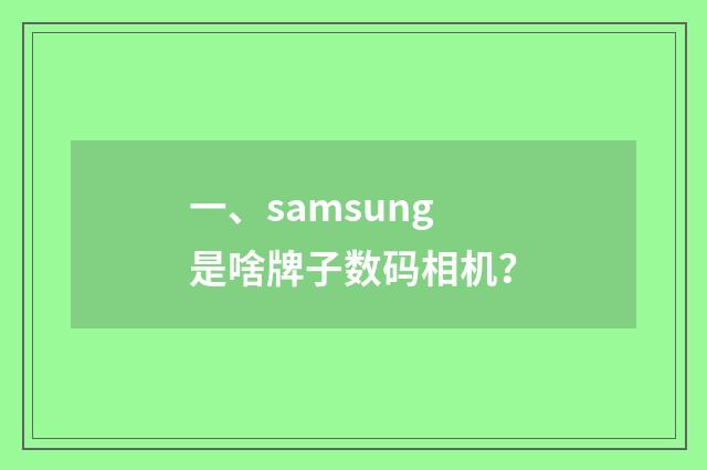 一、samsung是啥牌子数码相机?