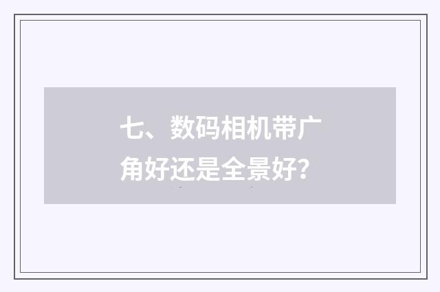 七、数码相机带广角好还是全景好?