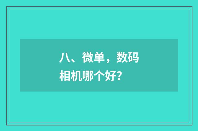 八、微单,数码相机哪个好?