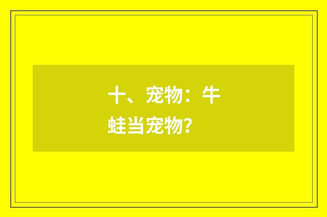 十、宠物:牛蛙当宠物?
