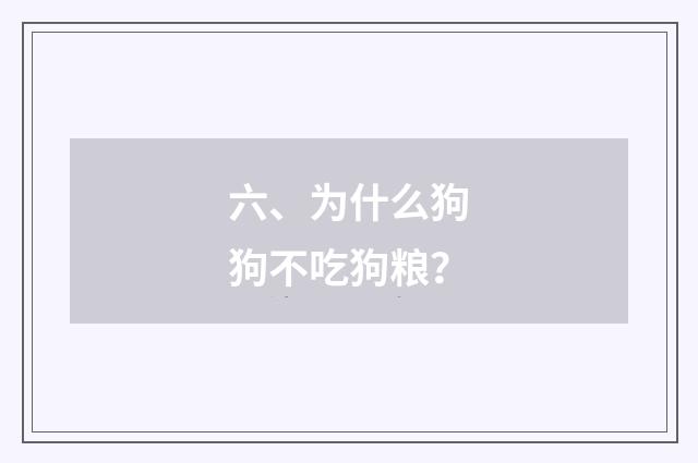 六、为什么狗狗不吃狗粮?