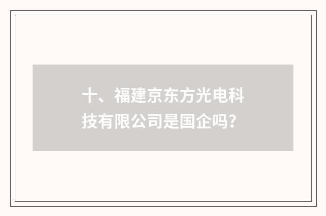 十、福建京东方光电科技有限公司是国企吗?