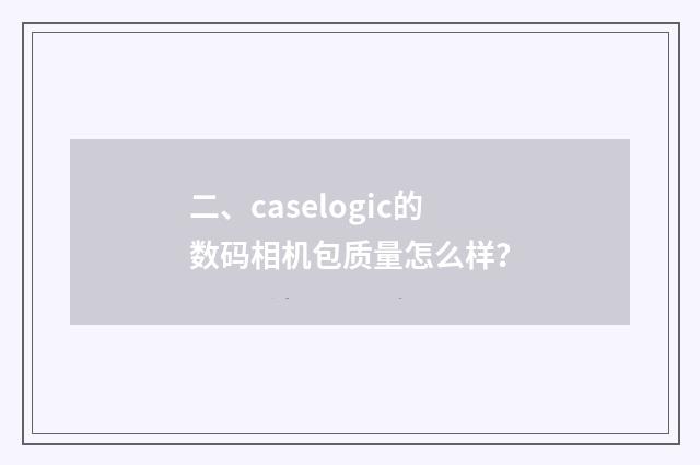 二、caselogic的数码相机包质量怎么样?