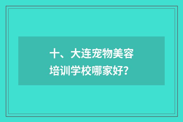 十、大连宠物美容培训学校哪家好?