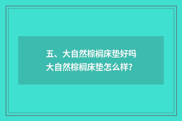 五、大自然棕榈床垫好吗大自然棕榈床垫怎么样?