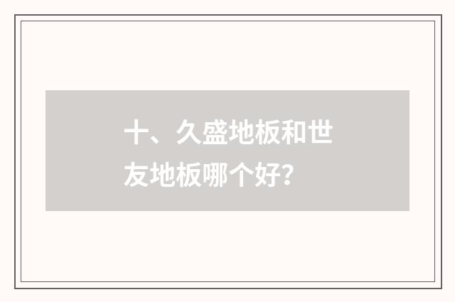 十、久盛地板和世友地板哪个好？
