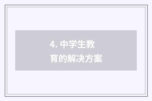 4. 中学生教育的解决方案