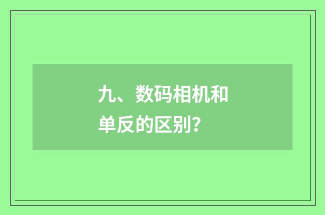 九、数码相机和单反的区别？