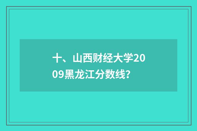 十、山西财经大学2009黑龙江分数线?