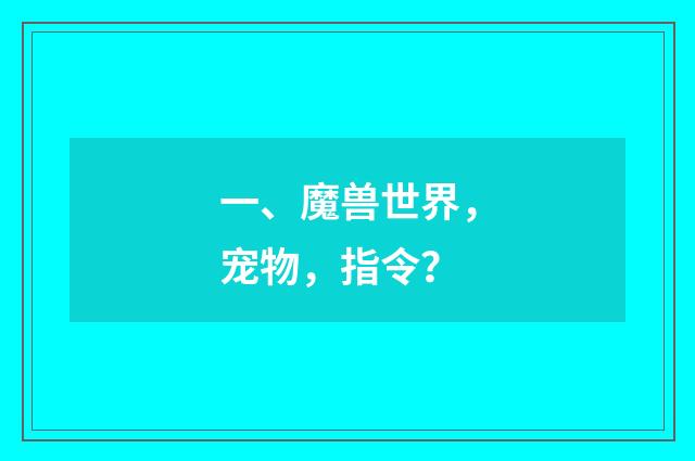 一、魔兽世界，宠物，指令？