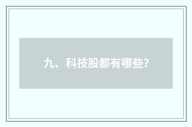 九、科技股都有哪些？