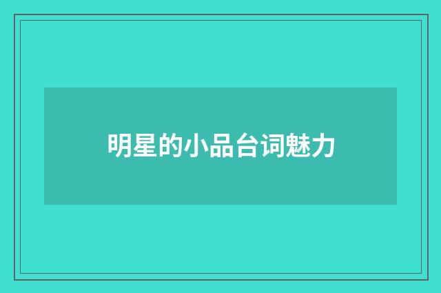 明星的小品台词魅力