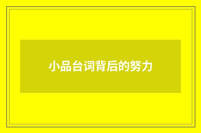 小品台词背后的努力