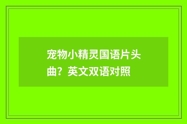 宠物小精灵国语片头曲?英文双语对照
