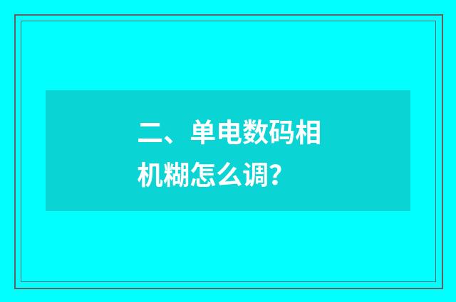 二、单电数码相机糊怎么调？
