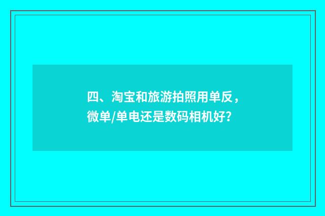 四、淘宝和旅游拍照用单反,微单/单电还是数码相机好?
