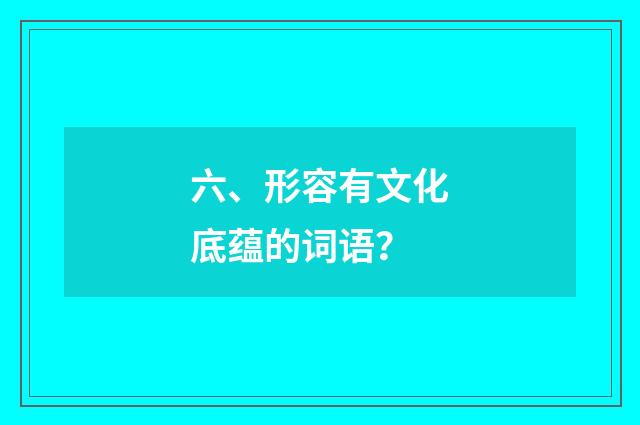 六、形容有文化底蕴的词语？