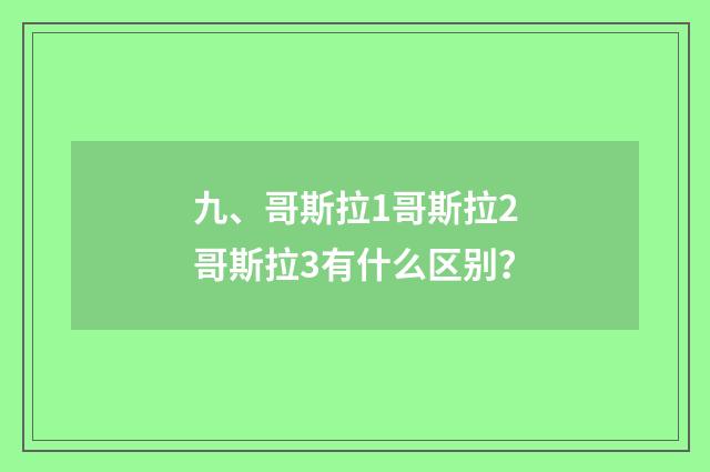 九、哥斯拉1哥斯拉2哥斯拉3有什么区别?