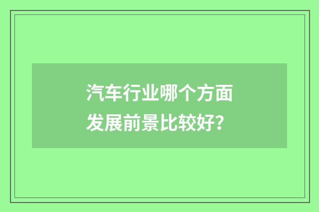 汽车行业哪个方面发展前景比较好？