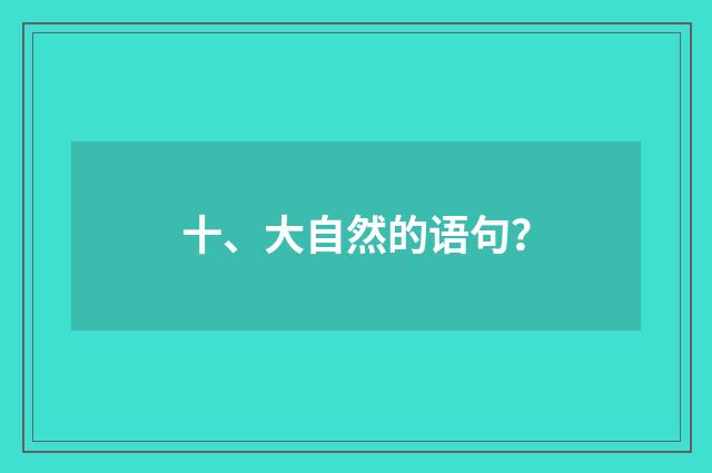 十、大自然的语句?