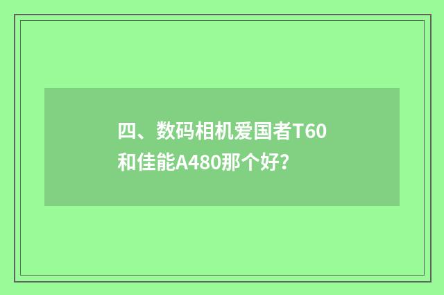 四、数码相机爱国者T60和佳能A480那个好?