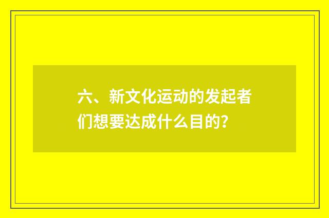 六、新文化运动的发起者们想要达成什么目的？