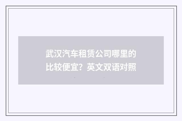 武汉汽车租赁公司哪里的比较便宜?英文双语对照