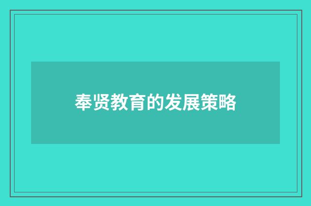 奉贤教育的发展策略
