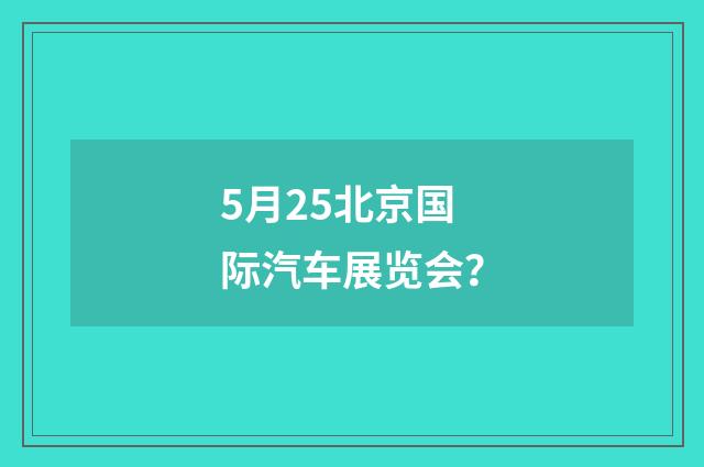 5月25北京国际汽车展览会？