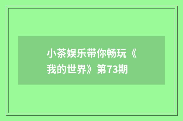 小茶娱乐带你畅玩《我的世界》第73期